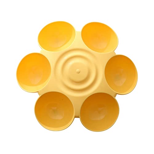 SUICRA Futternäpfe Feeding Bowl for Dog and Cat, 6 In 1, Slow Feeder, Water Bottle, Flower Shape, for Healthy Pet Feeding (Size : Yellow) von SUICRA