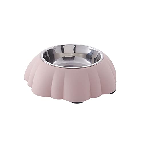 SUICRA Futternäpfe Haushaltsdoppelschicht-Edelstahl-PET-Schüssel, geeignet for Katzen und Hunde, stark und einfach zu reinigen (Color : Pink) von SUICRA
