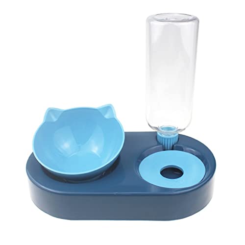 SUICRA Futternäpfe Hundeschüssel mit Ständer Automatisches Wasserspeicher-Dispenser PET-Katzen-Lebensmittel-Food-Schüssel 2-in-1 spritzwasserfest Wasserbehälter erhöht (Color : Blue) von SUICRA