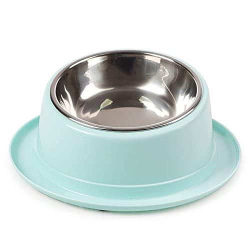 SUICRA Futternäpfe Nette Hunde- und Katzenschüssel-Kombination 15 Grad Schräg-Mund-Leck -Off-Haustier Edelstahl-Lebensmittelschüssel-Katzenbedarf (Color : Blue) von SUICRA