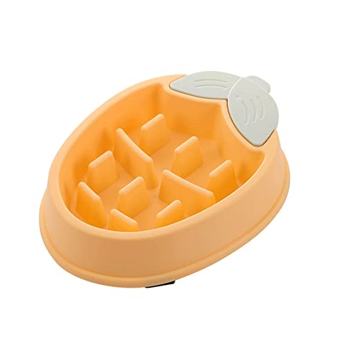 SUICRA Futternäpfe Pet Cat Dog Bowl Bloat Stop to Slow Down Eating Durable Plastic Puppy Slow Feeding Bowl Food Dishes for Large Medium Small Dogs (Color : Yellow) von SUICRA