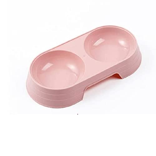 SUICRA Futternäpfe Pet Double Bowl Plastic Kitten and Dog Food Drinking Tray Feeder Cat Feeding Pet Supplies Accessories (Color : Pink) von SUICRA