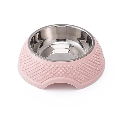 SUICRA Futternäpfe Pet Feeding Bowls, Tableware, Drinking Plates, Stainless Steel Sealed Bowls (Color : Pink) von SUICRA