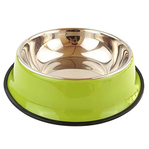 SUICRA Futternäpfe Stainless Steel Dog Silicone Non-Slip Pet Bowl (Color : Green) von SUICRA