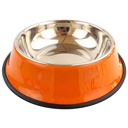 SUICRA Futternäpfe Stainless Steel Dog Silicone Non-Slip Pet Bowl (Color : Orange) von SUICRA