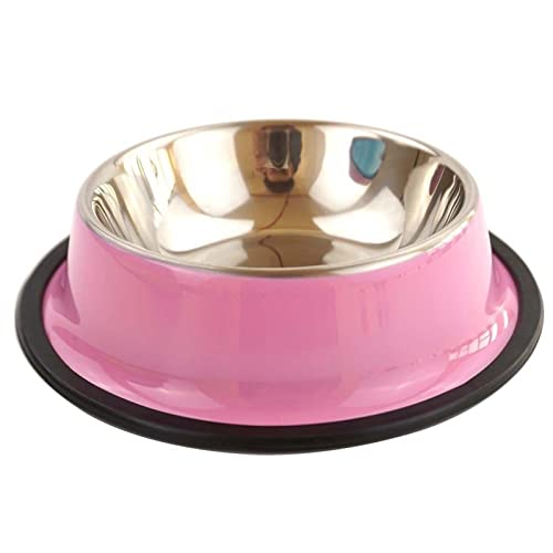 SUICRA Futternäpfe Stainless Steel Pet Food Drinking Bowl (Color : Pink, Size : 22cm) von SUICRA