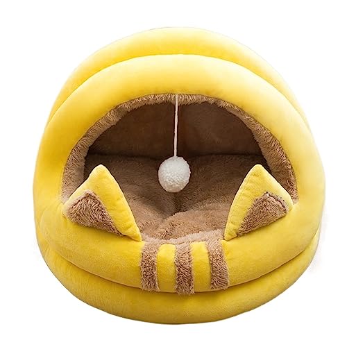 SUICRA Haustierbetten Cat Bed Little Mat Basket for Cats House Products Pets Tent Cozy Cave Beds Indoor (Color : Yellow, Size : L) von SUICRA