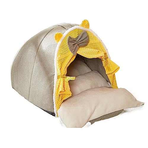 SUICRA Haustierbetten Cat Kennel Bed Tent Kennel Mattress Decorative (Color : Yellow, Size : S) von SUICRA