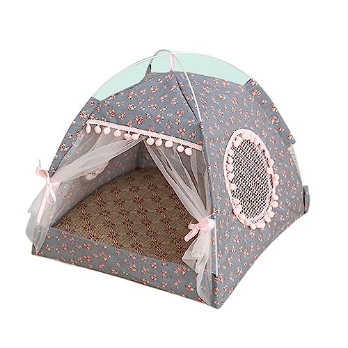 SUICRA Haustierbetten Cat Tent Bed Pet Products The General Closed Cozy Hammock with Floors Cat House Pet Small Dog House (Color : Light Grey, Size : S) von SUICRA