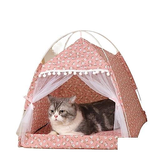 SUICRA Haustierbetten Cat Tent Bed Pet Products The General Closed Cozy Hammock with Floors Cat House Pet Small Dog House (Color : Pink, Size : 33 * 33 * 33CM) von SUICRA