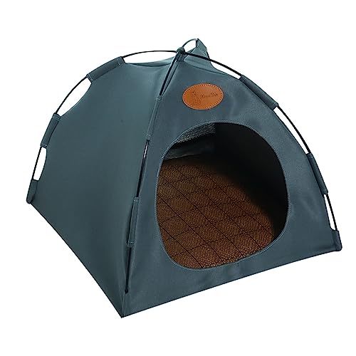 SUICRA Haustierbetten Cat Tent House Canvas Comfortable Kitten Bed Detachable Portable Kennel Pet (Color : Gray, Size : M) von SUICRA