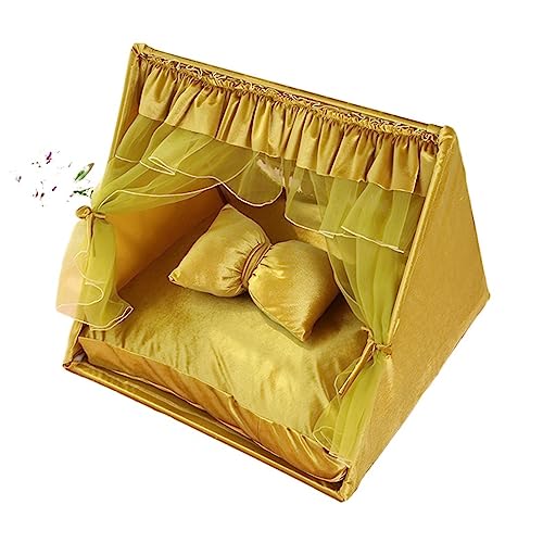 SUICRA Haustierbetten Cat Tent with Cushion,Pet Dogs Cats and Other Pets (Color : Yellow) von SUICRA