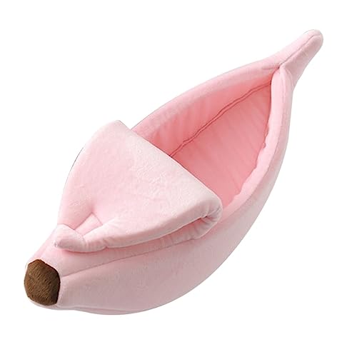 SUICRA Haustierbetten Cats Cave Bed Tent for Indoor Small to Medium Cats Soft Pet House for Toy Breeds Dogs Cute Banana Shape Home Decors (Color : Pink, Size : 62 * 25 * 18cm) von SUICRA