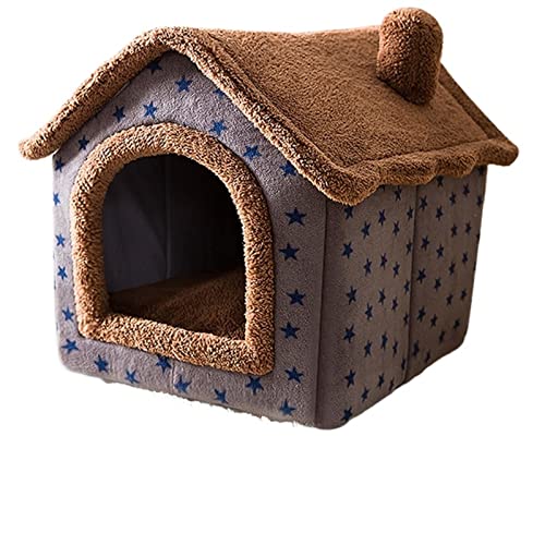 SUICRA Haustierbetten Dog House Kennel Soft Pet Bed Tent Indoor Enclosed Warm Plush Sleeping Nest Basket with Removable Cushion Travel Dog Accessory (Color : Bruin, Size : S) von SUICRA