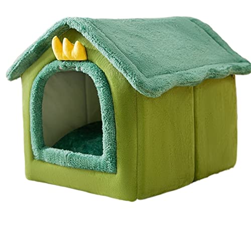SUICRA Haustierbetten Foldable Pet Cat House Indoor Warm Kennel Pet Cat Cave Nest Washable Removable Mat Cozy Sleeping Bed Pet Supplies (Color : Green, Size : L) von SUICRA