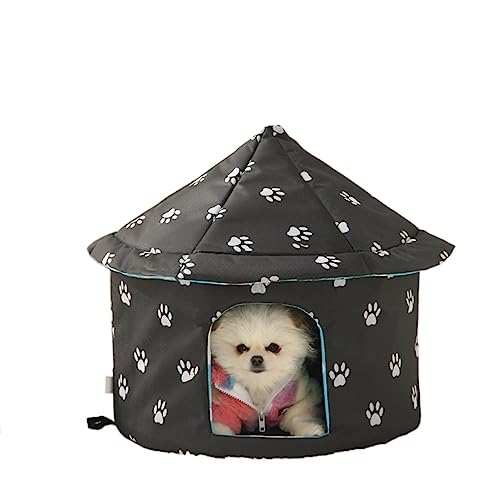 SUICRA Haustierbetten Outdoor Waterproof Cats Dog Houses Warm Winter Tent Bed for Small Medium Pet Animal Enclosed Cat Dog (Color : Black and White, Size : 35CM) von SUICRA