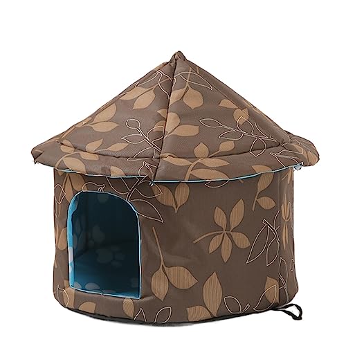 SUICRA Haustierbetten Outdoor Waterproof Cats Dog Houses Warm Winter Tent Bed for Small Medium Pet Animal Enclosed Cat Dog (Color : Fallen Leaves, Size : 40CM) von SUICRA