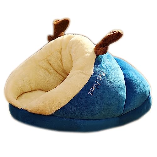 SUICRA Haustierbetten Pet Cat Bed Thick Warm Slipper Shape Pet Nest Washable Cozy Kitten Cushion Deep Sleep Cat House Tent (Color : Blue, Size : L) von SUICRA