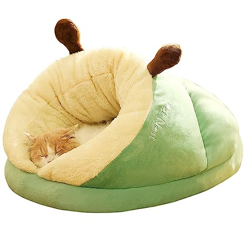 SUICRA Haustierbetten Pet Cat Bed Thick Warm Slipper Shape Pet Nest Washable Cozy Kitten Cushion Deep Sleep Cat House Tent (Color : Green, Size : L) von SUICRA