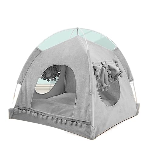 SUICRA Haustierbetten Pet Cat Tent Summer Cave Hut Cat Sleep House for Kitten Puppy Playpen Cage Basket Cat Kennel Small Dog House Bed (Color : Super Soft Grey, Size : 48 * 48cm) von SUICRA
