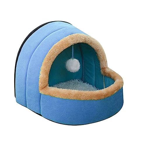 SUICRA Haustierbetten Pet Plush Tent with for Cats Dogs Soft Sleeping Bed Warm Nest (Color : Blue, Size : L) von SUICRA