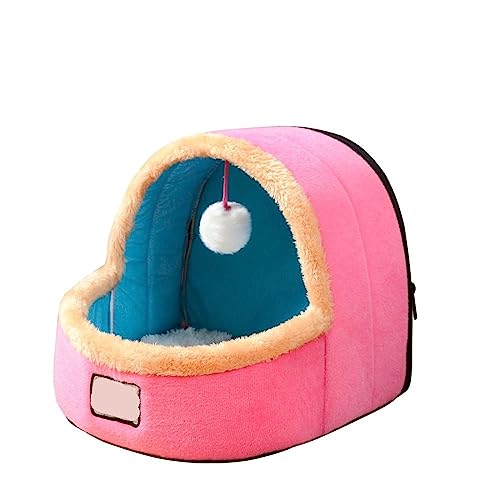 SUICRA Haustierbetten Pet Plush Tent with for Cats Dogs Soft Sleeping Bed Warm Nest (Color : Pink, Size : M) von SUICRA
