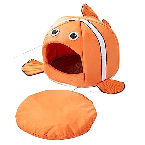SUICRA Haustierbetten Pet Products Cats Sleeping Bed Cave Hammock for Basket Nest Small Dogs Accessories Lovely Fish Kitten Winter Tent (Color : Orange, Size : 32 * 32cm) von SUICRA