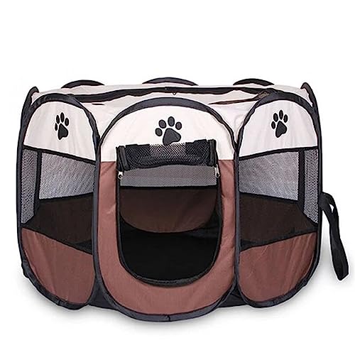 SUICRA Haustierbetten Pet Tent Kennel Fence Puppy Shelter Easy to Use Outdoor Easy Operation Large Dog Cages Cat Fences (Color : Brown, Size : L) von SUICRA