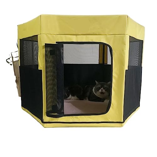 SUICRA Haustierbetten Pet Tent Kennel Octagonal Fence Outdoor Easy Operation Large Dog Cages Cat (Color : Yellow, Size : M) von SUICRA