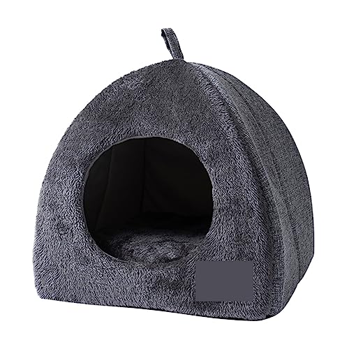 SUICRA Haustierbetten Plush Dog Cat Bed Non-Slip Pet Kennel Gray Kitten House Indoor Sleeping Cats Cave Bed for Small Dogs Tent (Color : Gray, Size : 43 * 43 * 41cm) von SUICRA