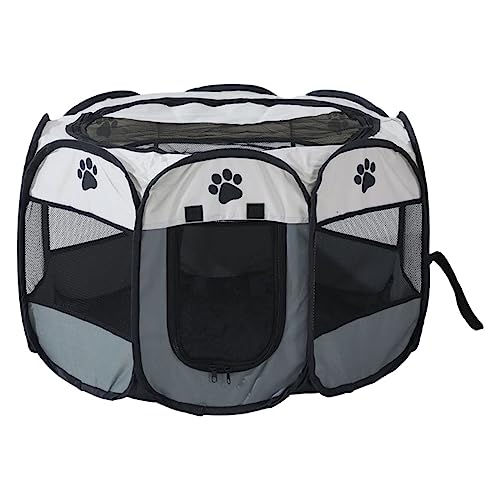 SUICRA Haustierbetten Portable Folding Pet Tent Dog House Octagonal Cage for Cat Tent Playpen Puppy Kennel Easy Operation Fence Outdoor Big Dogs House (Color : Gray, Size : 114 * 114 * 58) von SUICRA