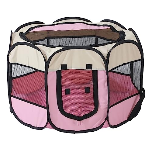 SUICRA Haustierbetten Portable Folding Pet Tent Dog House Octagonal Cage for Cat Tent Playpen Puppy Kennel Easy Operation Fence Outdoor Big Dogs House (Color : Pink, Size : 73 * 73 * 43cm) von SUICRA