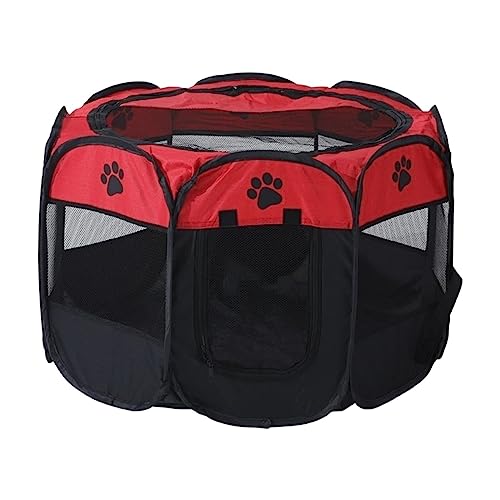SUICRA Haustierbetten Portable Folding Pet Tent Dog House Octagonal Cage for Cat Tent Playpen Puppy Kennel Easy Operation Fence Outdoor Big Dogs House (Color : Red, Size : 90 * 90 * 58cm) von SUICRA