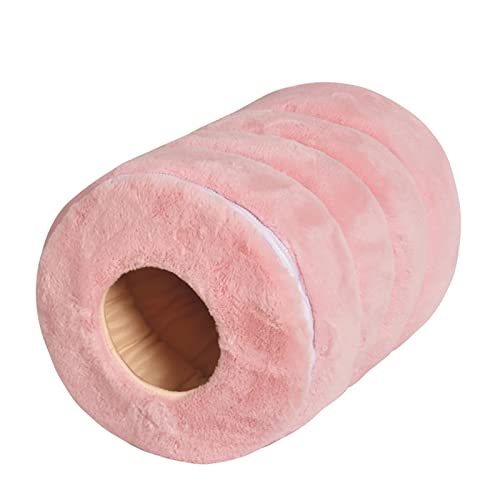 SUICRA Haustierbetten Removable Cat Cave Sleeping Bed Plush Cushion Pet House Dog Kennel Warm Plush Hamster Nest for Kitten Puppy Winter Cats Supplies (Color : Pink) von SUICRA