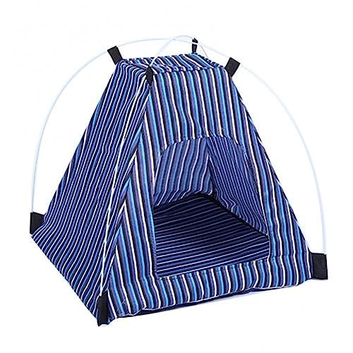 SUICRA Haustierbetten Removable Washable Dog Cat Kennel Striped Pattern Cattery Pet Tent Nest (Color : Blue) von SUICRA
