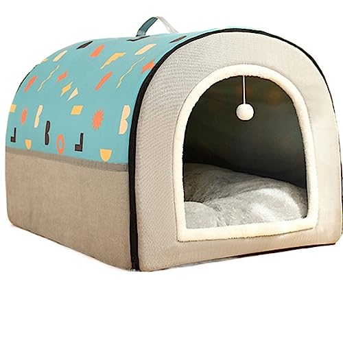 SUICRA Haustierbetten Warm Winter Cat Dog Bed Mat Deep Sleep Tent Cozy Geometric House Nest Removable Washable for Medium Large Dogs Pet Supplies (Color : Blue Gray, Size : 40 * 35 * 33cm) von SUICRA