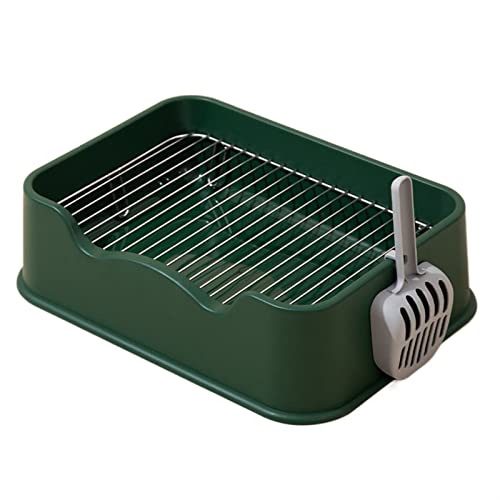 SUICRA Katzentoilette, Katzentoilette, Katzentoilette Semi-Enclosed Cat Sandbox Detachable Toilet Semi-Open Litter Tray Toilet for Cats and Dogs Potty Pot Urinal Thick Small Toilet (Color : Dark gree von SUICRA