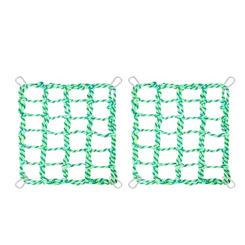 SUIOPPYUW 2 stücke blickfang Woven Vogel Spielzeug Hängematte Net Für Kleine Tiere Hamster Eichhörnchen Hängematte Net Bunte Woven Klettern Net, Grün, Silberner Haken SUIOPPYUW 2 stücke blickfang Woven Vogel Spielzeug Hängematte Net Für Kleine Tiere Hamster Eichhörnchen Hängematte Net Bunte Woven Klettern Net, Grün, Silberner Haken von SUIOPPYUW