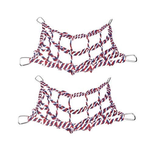 SUIOPPYUW 2 stücke blickfang Woven Vogel Spielzeug Hängematte Net Für Kleine Tiere Hamster Eichhörnchen Hängematte Net Bunte Woven Klettern Net, Rot, Silberner Haken SUIOPPYUW 2 stücke blickfang Woven Vogel Spielzeug Hängematte Net Für Kleine Tiere Hamster Eichhörnchen Hängematte Net Bunte Woven Klettern Net, Rot, Silberner Haken von SUIOPPYUW