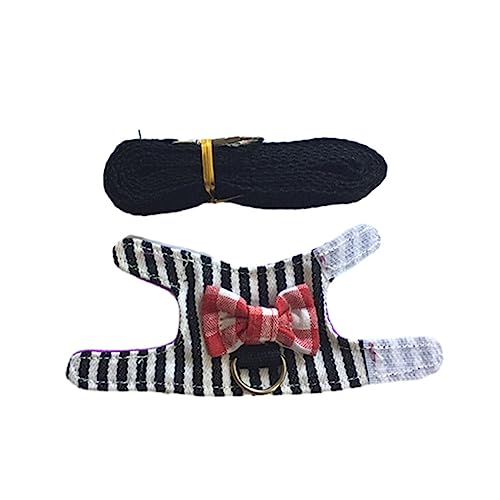 SUIOPPYUW Kaninchen Gurt On Geschirr – Zubehör für Haustiere, Outdoor Abenteuer, Hamster Geschirr, Polyester Kaninchen Geschirr, Haustier Geschirr, Schwarze Streifen,1, XS von SUIOPPYUW