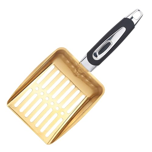 SUIOPPYUW Massiver Griff, Metallschaufel, Siebabstand für saubere Streu, Katzenstreuschaufel, Metall mit tiefem Schieber, für Unisex, Gold SUIOPPYUW Massiver Griff, Metallschaufel, Siebabstand für saubere Streu, Katzenstreuschaufel, Metall mit tiefem Schieber, für Unisex, Gold von SUIOPPYUW