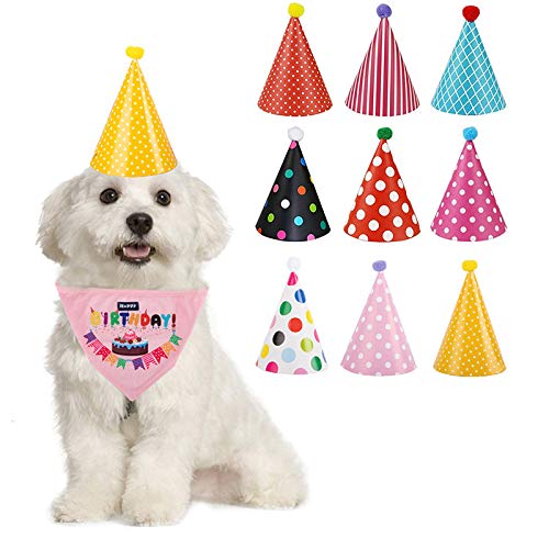 -K 10 Set Hund Geburtstag Bandana Schals mit Niedlichen Hund Geburtstag Party Party Hut von SUN-K