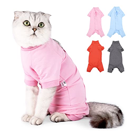 SUNFURA Cat Surgery Recovery Suit, Cat Neuter Recovery Suit with 4 Legs Cat Spay Surgical Onesie for Bauchwunden After Surgery, E-Collar Alternative Small Pet Post Bandage Anti-Lecking, Rosa L von SUNFURA