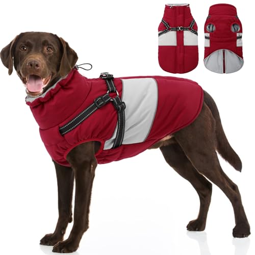 SUNFURA Hundejacke, großer Hundemantel mit integriertem Geschirr, warme Haustier-Winterjacke, Schneemantel mit Reißverschluss, Pelzkragen, wasserdichter Fleece-Schneeanzug für Französische Bulldogge SUNFURA Hundejacke, großer Hundemantel mit integriertem Geschirr, warme Haustier-Winterjacke, Schneemantel mit Reißverschluss, Pelzkragen, wasserdichter Fleece-Schneeanzug für Französische Bulldogge von SUNFURA