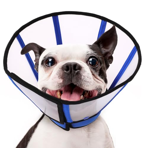 SUNFURA Hundekegel, weicher Kegel für Hunde, um das Lecken zu stoppen, transparentes Haustier-Genesungshalsband mit abnehmbarem durchsichtigem Schild, Hals E-Halsband Alternative für kleine Rassen von SUNFURA