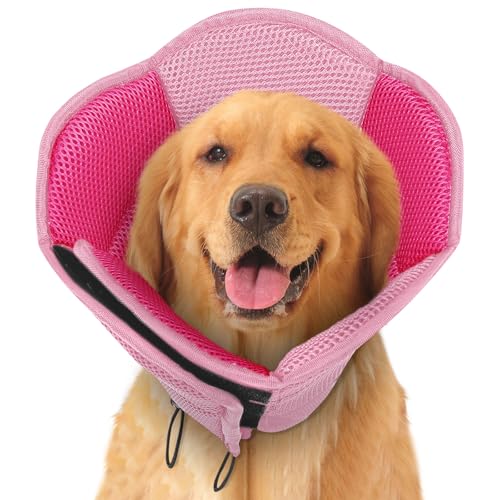 SUNFURA Hundekegel - Weicher Kegel für Hunde, um das Lecken zu stoppen, Haustier-E-Halsband Alternative nach Operationen, verstellbares Haustier-Wiederherstellungshalsband für Wundheilung, Rosa Groß SUNFURA Hundekegel - Weicher Kegel für Hunde, um das Lecken zu stoppen, Haustier-E-Halsband Alternative nach Operationen, verstellbares Haustier-Wiederherstellungshalsband für Wundheilung, Rosa Groß von SUNFURA