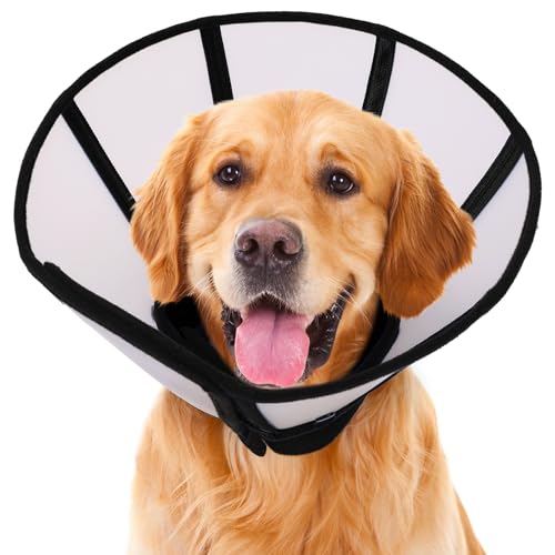 SUNFURA Hundekegel für große Hunde, weicher Hundekegel, um das Lecken nach Operationen zu stoppen, abnehmbare Haustier-Genesungs-E-Halsband Alternative zur Wundheilung, Schwarz XL von SUNFURA