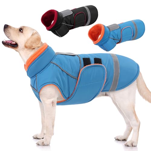 SUNFURA Hundemantel, XXL Hunde-Winterjacke, warme Schneejacke für extra große Hunde, dicker Fleecepullover für Weimaraner, Labrador, Golden Retriever, Türkis, Größe XXL von SUNFURA
