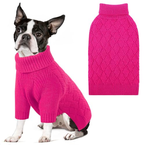 SUNFURA Hundepullover, Weihnachtspullover für große Hunde, einfarbiger Hundepullover für Herbst und Winter, warmes Sweatshirt, Strick-Rollkragen für Corgi, Französische Bulldogge, Hot Pink, Größe L SUNFURA Hundepullover, Weihnachtspullover für große Hunde, einfarbiger Hundepullover für Herbst und Winter, warmes Sweatshirt, Strick-Rollkragen für Corgi, Französische Bulldogge, Hot Pink, Größe L von SUNFURA