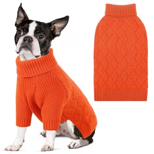SUNFURA Hundepullover, Weihnachtspullover für große Hunde, einfarbiger Hundepullover für Herbst und Winter, warmes Sweatshirt, Strick-Rollkragen für Corgi, Französische Bulldogge, Orange, Größe L SUNFURA Hundepullover, Weihnachtspullover für große Hunde, einfarbiger Hundepullover für Herbst und Winter, warmes Sweatshirt, Strick-Rollkragen für Corgi, Französische Bulldogge, Orange, Größe L von SUNFURA